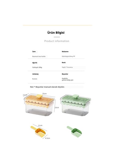 Snapbuy Kolay Kullanımlı 68 Küplük Buz Kalıbı-ev Tipi, 2 Katlı, Baskılı, Dondurucuya Uygun Sarı