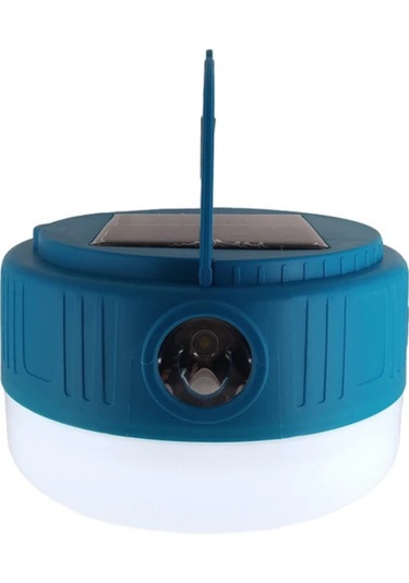 Kamp Lambası Solar Şarjlı El Feneri Usb Type-c Şarj Powerbank Mavi