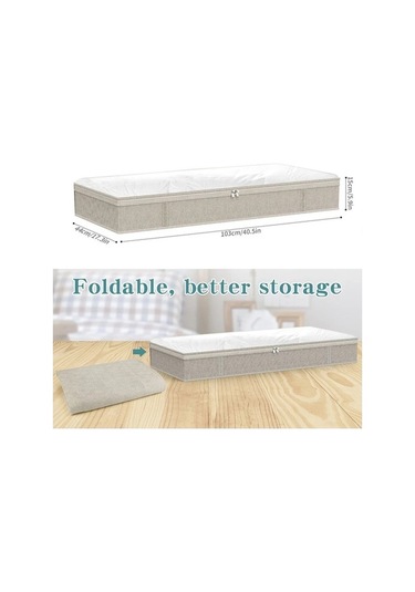 Dancemonkey Katlanabilir Yatak Altı Çanta Yatak Saklama Kutuları Kalın Nefes Alabilen Yatak Altı Giysi Saklama Torbaları Fermuarlı Organizatör Gri, Altın