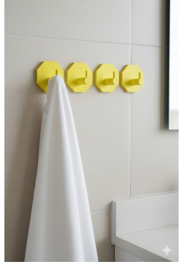 4 Lü Askılık Havlu Askısı, Bornoz Askısı, Kapı Arkası, Duvara Monte, Dayanıklı Malzeme, Turuncu 17 Turuncu