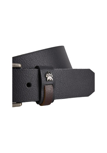 Bad Bear Claw Print Belt Siyah Deri Erkek Kemer - 125 Cm Siyah