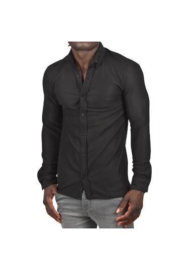 Deepsea Erkek Siyah Fitilli Uzun Kollu Gömlek 2500805 Siyah