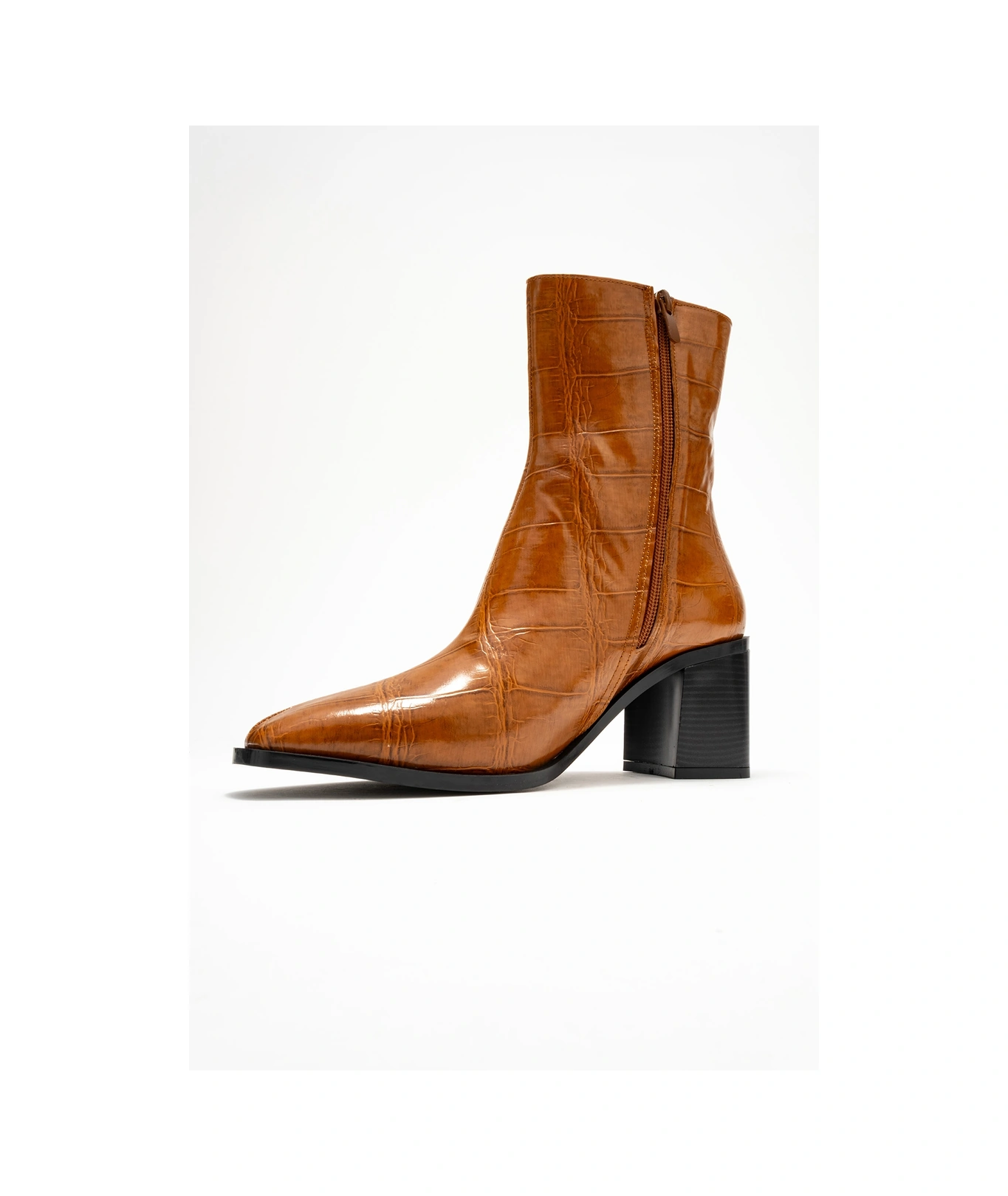 Chara Taba Baskı Kadın Kalın Topuklu Bot Taba Baskı