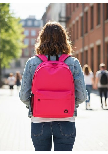 Yuga İki Gözlü Sırt Çantası Neon Pembe Pembe