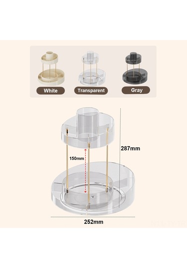Teltree 360 Döner 2 Katlı Makup Organizatörü - Banyo Ve Tuvalet Düzenleyici Şeffaf