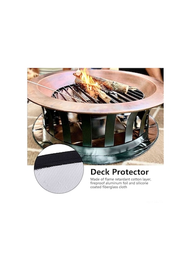 Vkemall Isıya Dayanıklı Çift Taraflı Füme Matı - 101.5cm Dairesel Kamp Mangal Koruyucu Döşeme, Çim Ve Tahta Üstleri İçin Yangın Gönüllü Alüminyum Folyo Bez Diğer