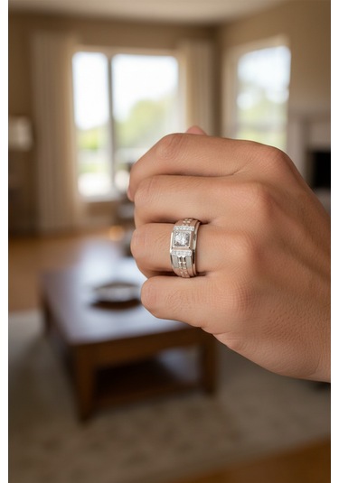 0,36 Ct Pırlantalı Platin Erkek Yüzük