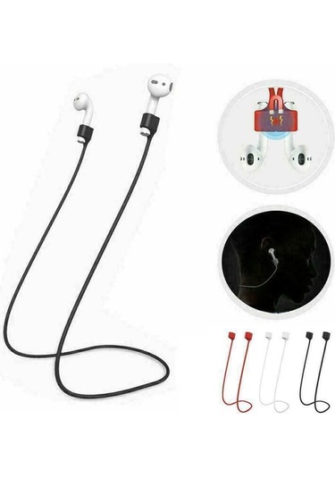 Airpods 1. Nesil / 2. Nesil Manyetik Mıknatıslı Kulaklık Silikon Askılık Siyah