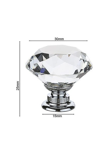 Kristal Kapı Kolları 10 Adet 30mm Şeffaf Cam Kulplu Dolap Çekmecesi