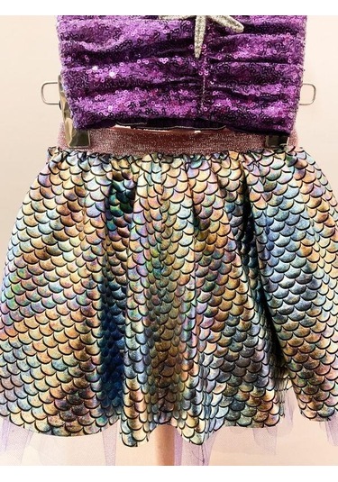 Kız Çocuk Croplu Tütülü Deniz Kızı Kostümü-15769 Mor