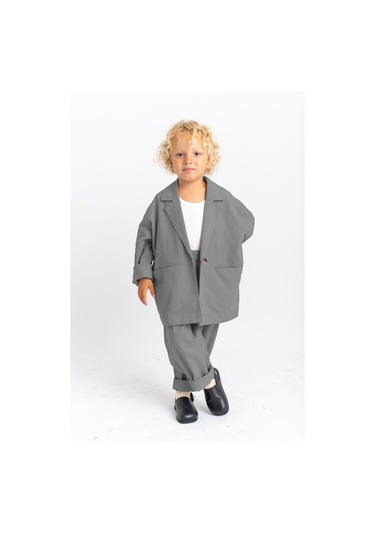 Oliventhekid Unisex Ceketli Takım Gri Gri