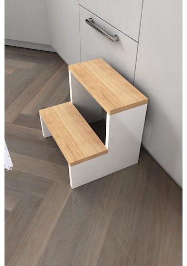 Bicabin Step Mutfak Tabure Çocuk Banyo Basamak Yükseltici- Atlantik Çam/Beyaz