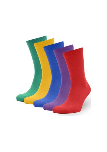 Dzen&socks Renkli Düz Çorap Seti 127181622 Kırmızı