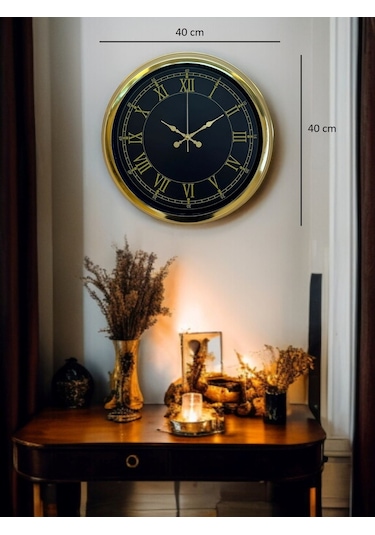 Büro Ev Ofis Hediyesi İçin 40cm Golden Tip Prestij Duvar Saati Diğer 02378372