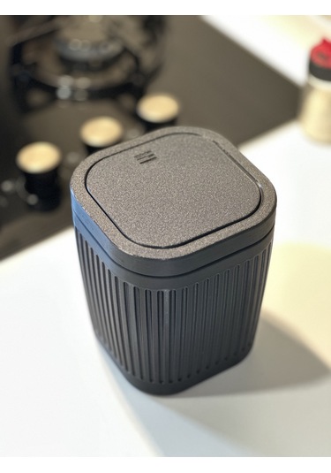 Marsel Dizayn Çöp Kutusu V2 Masaüstü - Mutfak - Banyo - Açılır Kapanır - Siyah - 15cm Siyah - Siyah