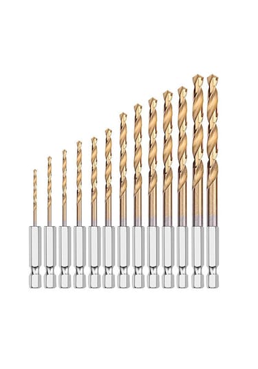 Rekotools-1/4'' Bits Saplı Tin Kaplı Hss Matkap Ucu Seti 13 Parça