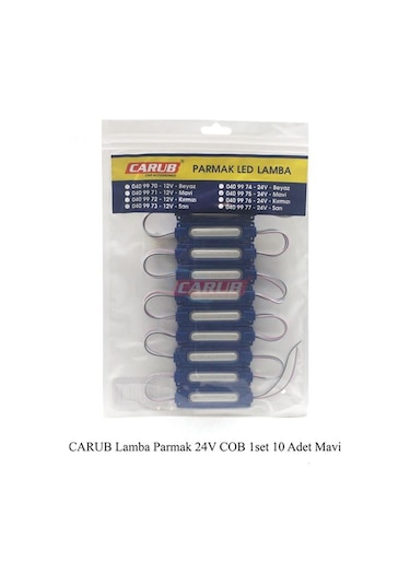 24 Volt Parmak Cob Led Lamba Mavi - 10 Adet