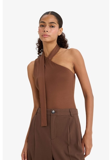 Defacto Tek Omuzlu Bağlama Detaylı Çıtçıtlı Body F9569ax25hsbn316 Kahve