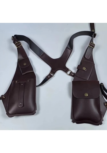 Willowhaven Vintage Kolçak Askılı Erkek Ve Kadın Outdoor Kare Sırt Çantası Koyu Kahverengi