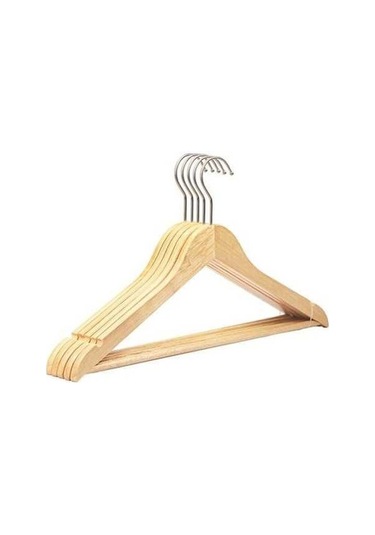 Novahub Burlywood Ahşap Askılar Seti - 5 Adet - Dayanıklı Elbise Askısı - Metal Kancalı Dolap Organizatör - Yerden Tasarruf Diğer