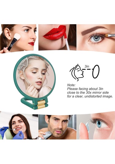 Yifomall Çift Taraflı Taşınabilir Yeşil Makyaj Aynası, 30x Büyütme Özelliği İle Pratik Kullanım