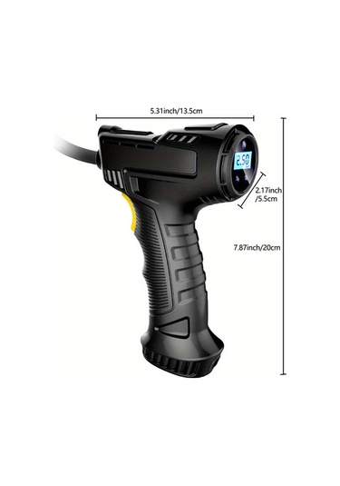 Xuweiwei Dylm Taşınabilir Siyah Kablosuz Lastik Şişirici Usb Şarj Edilebilir 150 Psı Hava Kompresörü Led Işık Dijital Ekran