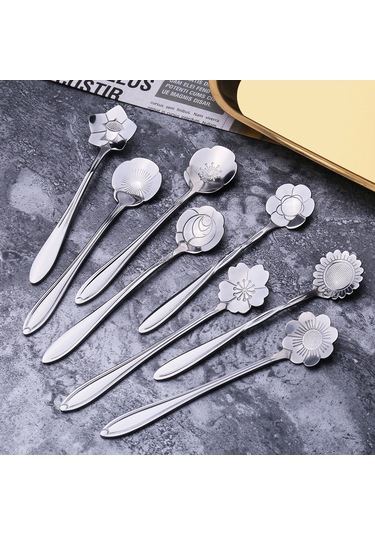 Vkemall Çelik Japon Gül Kaşığı - 8'li Paket, Kahve & Yemek İçin Şık Aksesuar Diğer