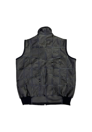 Içi Kürk-Dışı Süet Gerçek Deri Yakalı Ve Trikolu Yelek Gri