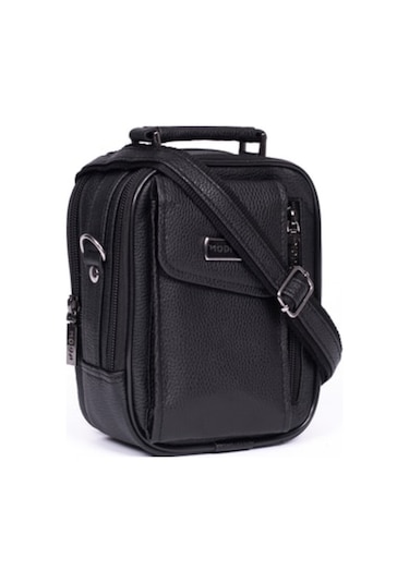Moda Çanta Erkek Siyah Suni Deri Askılı Çanta Moda Bu-43