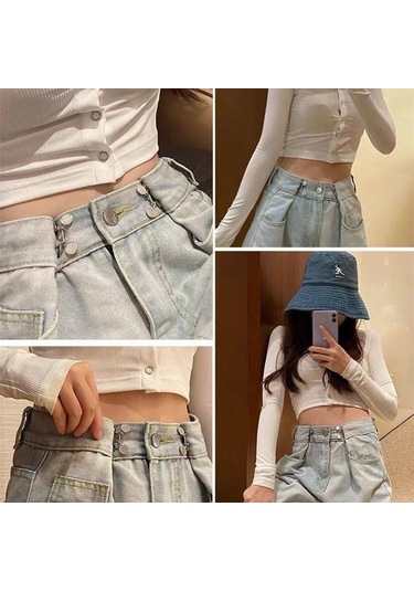 Tırnaksız Metal Kot Düğmesi Snaps Ayrılabilir Pantolon Klipleri Düğmeler Pimleri Dıy Bel Gergi Giyim Tokaları Dikiş Araçları 1 Pair Silver