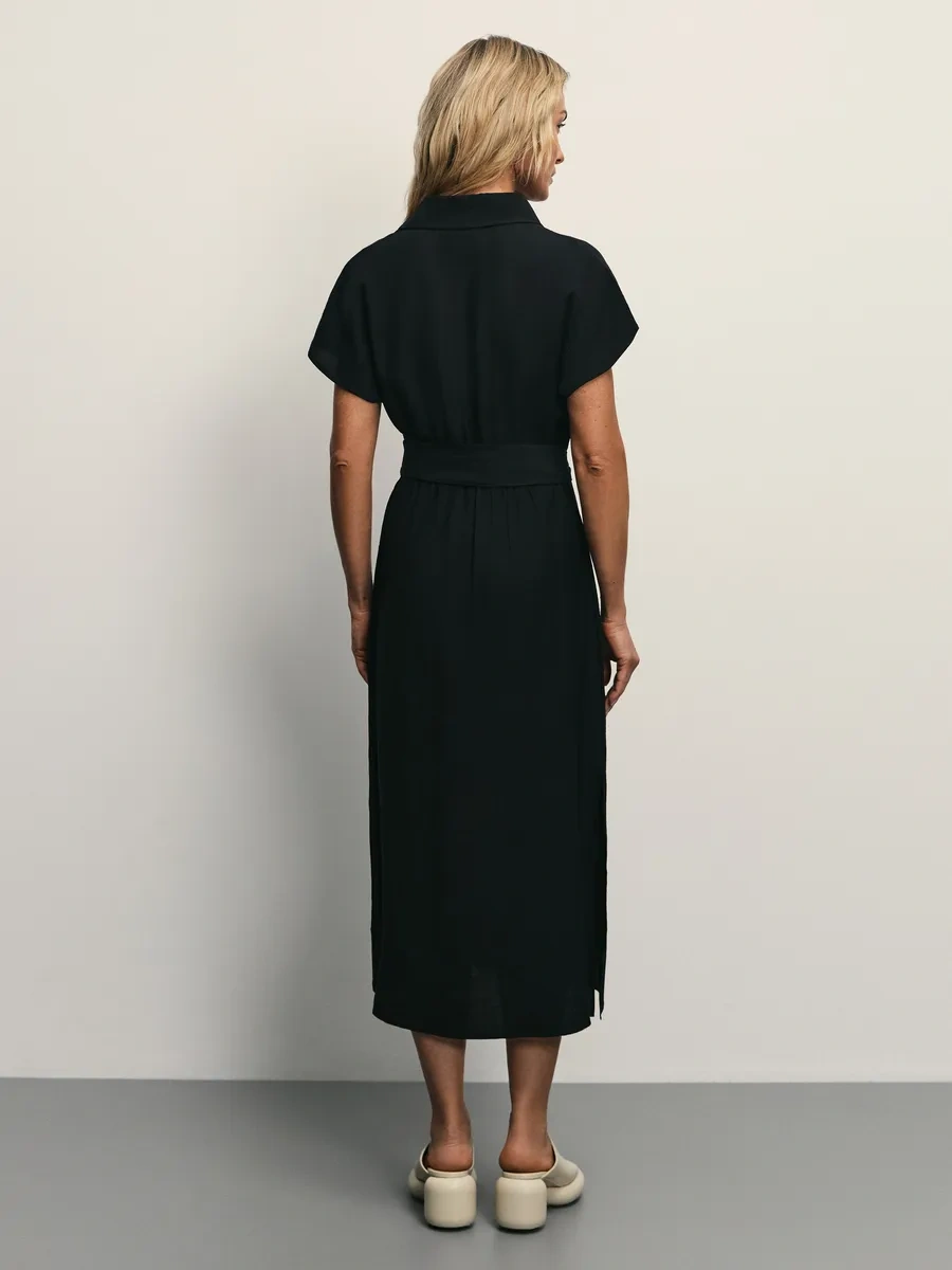 Zarına Gömlekli Yazlık Günlük Midi Elbise 371764807 Siyah