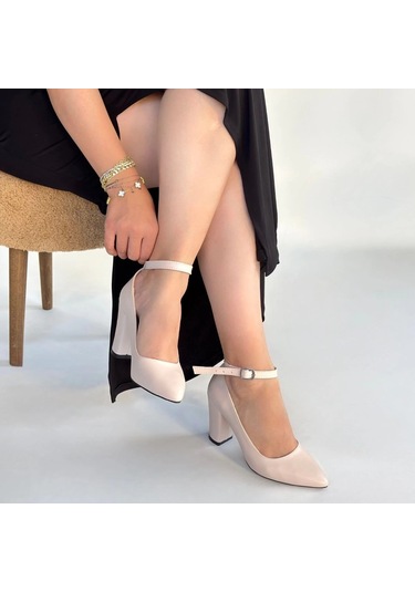 Biçomi Rity Bej Cilt Topuklu Ayakkabı Çok Renkli