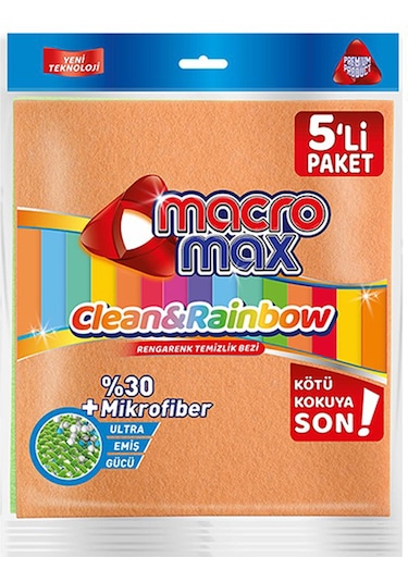 Macromax Rengarenk Temizlik Bezi 5'li