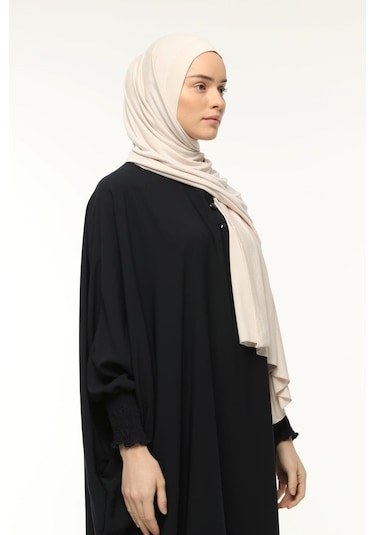 Hazır Pratik Geçmeli Lüks Organik Düz Penye Şal Çapraz Hizalı Koyu Krem