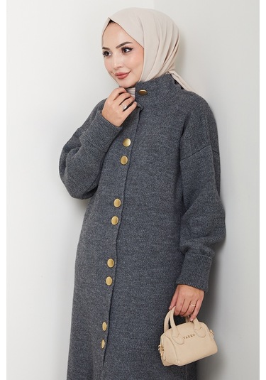 Reha Düğmeli Triko Hırka 1603 - Antrasit Antrasit