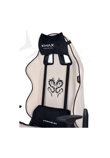 Rio Balerion Terletmez Kadife Kumaş Beyaz Gaming Oyuncu Koltuğu Krem