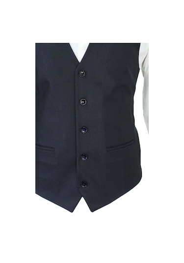 Mentor Regalo Erkek Yelek V Yaka Lacivert Armürlü 50608