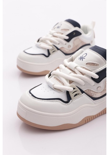 Benetton Bni-12157 Kadın Sneaker Ayakkabı Beyaz Lacivert Benetton Bni-12157 Kadın Sneaker Ayakkabı Beyaz Lacivert