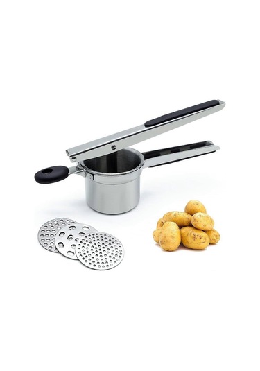 Patates Ezici, Patates Püresi İçin Ezici, 3 Değiştirilebilir Diskli Paslanmaz Çelik Patates Ezici Ezici Mutfak Aleti Pürüzsüz Kremalı Püre Tencere Yaratır