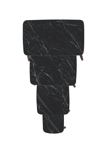 Vovvahome Luci 4lü Dörtlü Mdf Ahşap Zigon Sehpa - Siyah Mermer