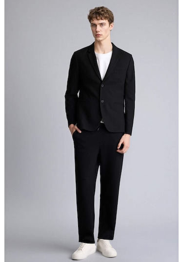 Defacto Modern Fıt Penye Blazer Ceket F2347ax26spbk27 Siyah-bk27