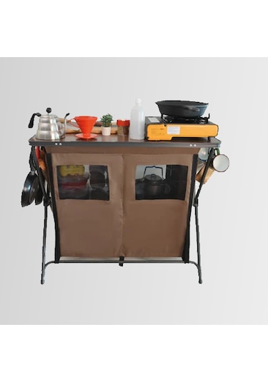 Nurgaz Ng C156 Campout Çift Kapılı Kamp Mutfağı Kahve