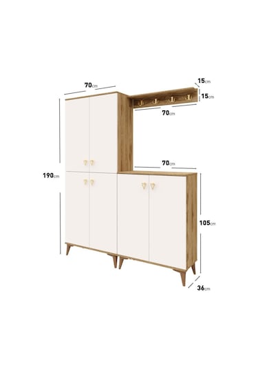 Simple Prt6190 Portmanto Vestiyer Ekru Ceviz