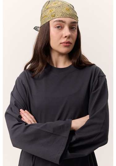 Bağlama Detaylı Oversıze Tshırt Antrasit Antrasit