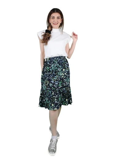 Kadın Yeşil Çiçekli Etek 001