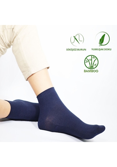 Erkek Bambu Düz Desen 5 Çift Kutulu Dikişsiz Hassas Kısa Çorap Çok Renkli