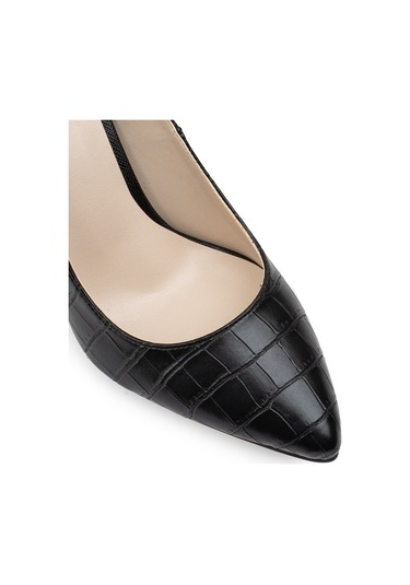 Deery Siyah Kroko Kadın Stiletto Siyah
