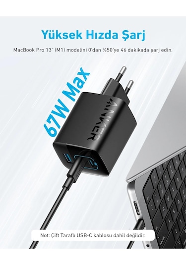 Anker 336 A2674 67 W Hızlı Şarj Adaptörü