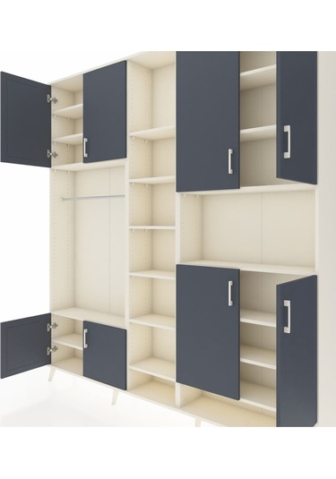 Arges Dolap 18 Raflı 8 Kapaklı Tek Askılı 220x30x243 Aytaşı-antrasit/aytaşı Antrasıt/aytası