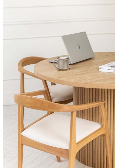 Helsinki Beyaz C Model Bohem Natural Ahşap Sandalye